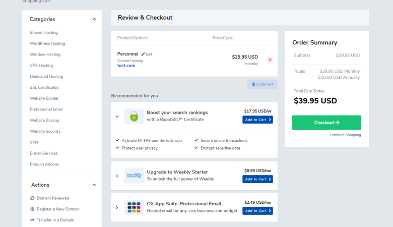 How to Order Additional Items in the Client Area